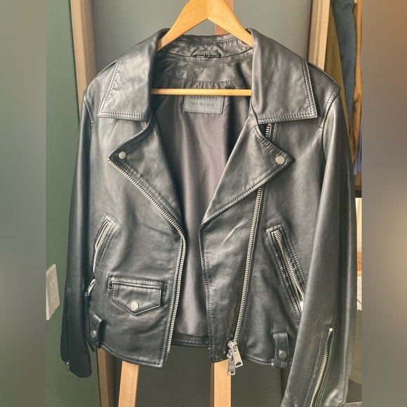 All Saints Luna Shearling Biker Jacket - Picture 8 of 15